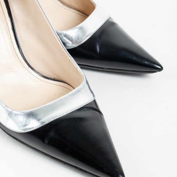 Prada Metallic Rim Point Toe Stiletto Heels - Picture 8 of 10